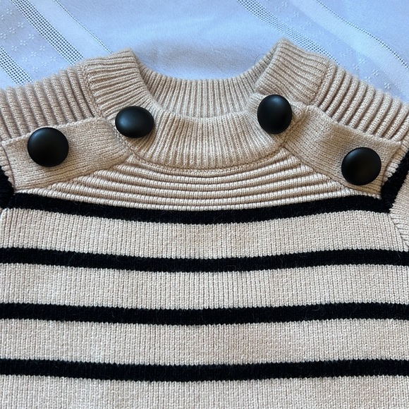 Tan with black stripes crop sweater. - Picture 2 of 6